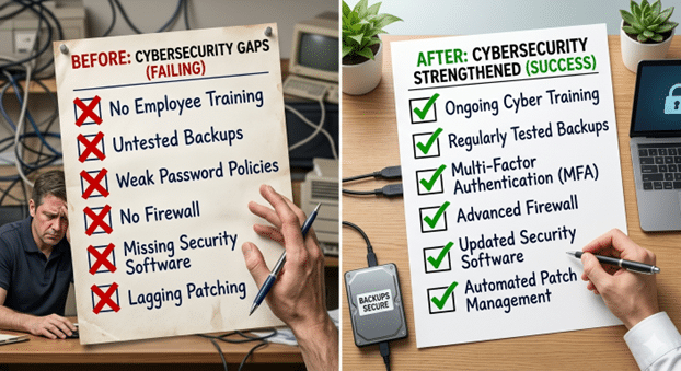 Cybersecurity checklist highlighting commonly overlooked security practices for small businesses